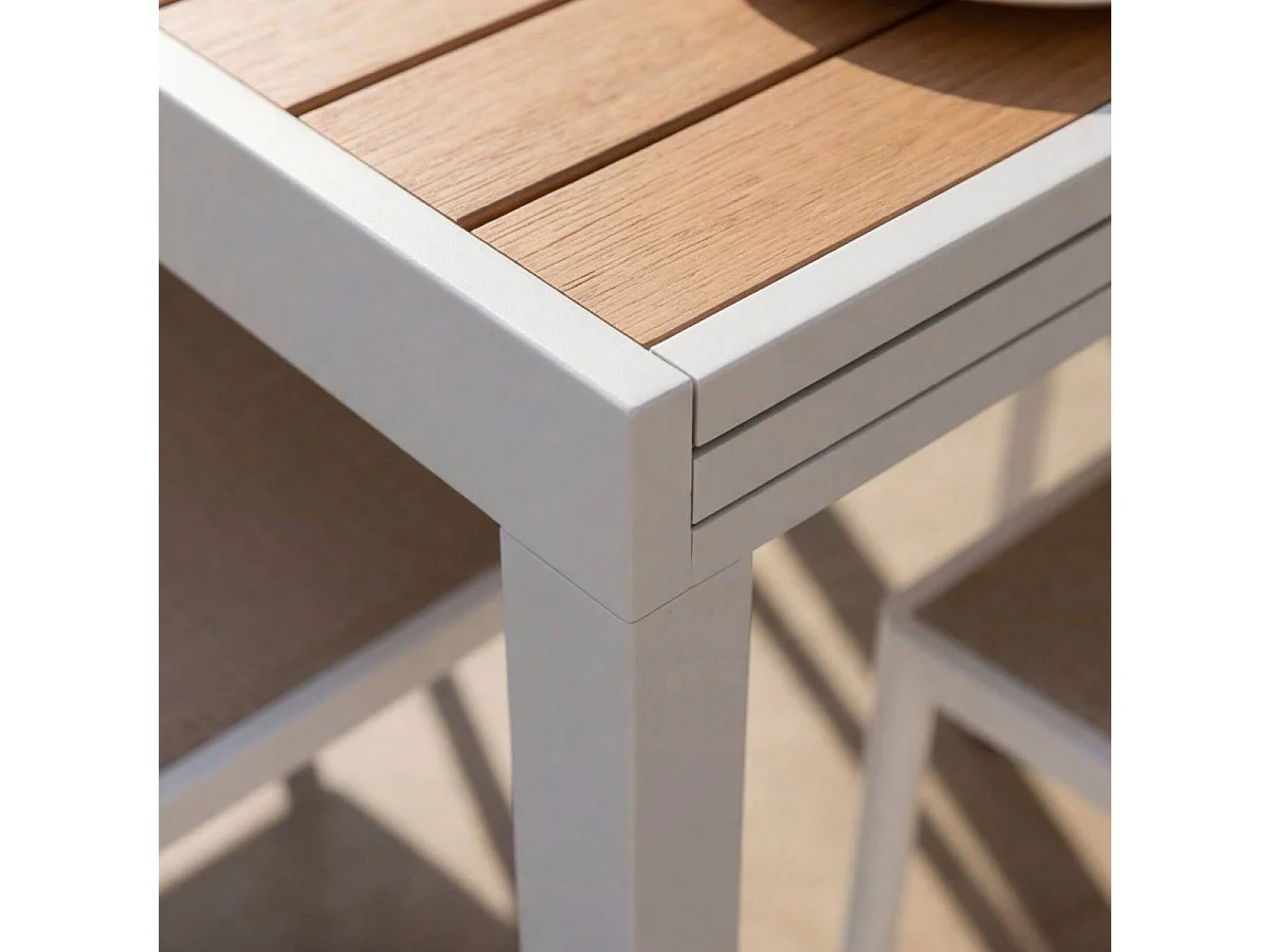 Table de jardin carrée en aluminium blanc Ayden