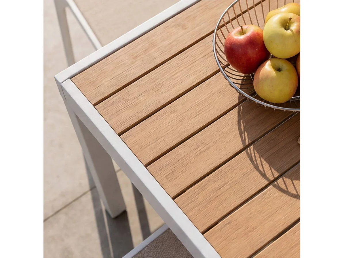 Table de jardin carrée en aluminium blanc Ayden