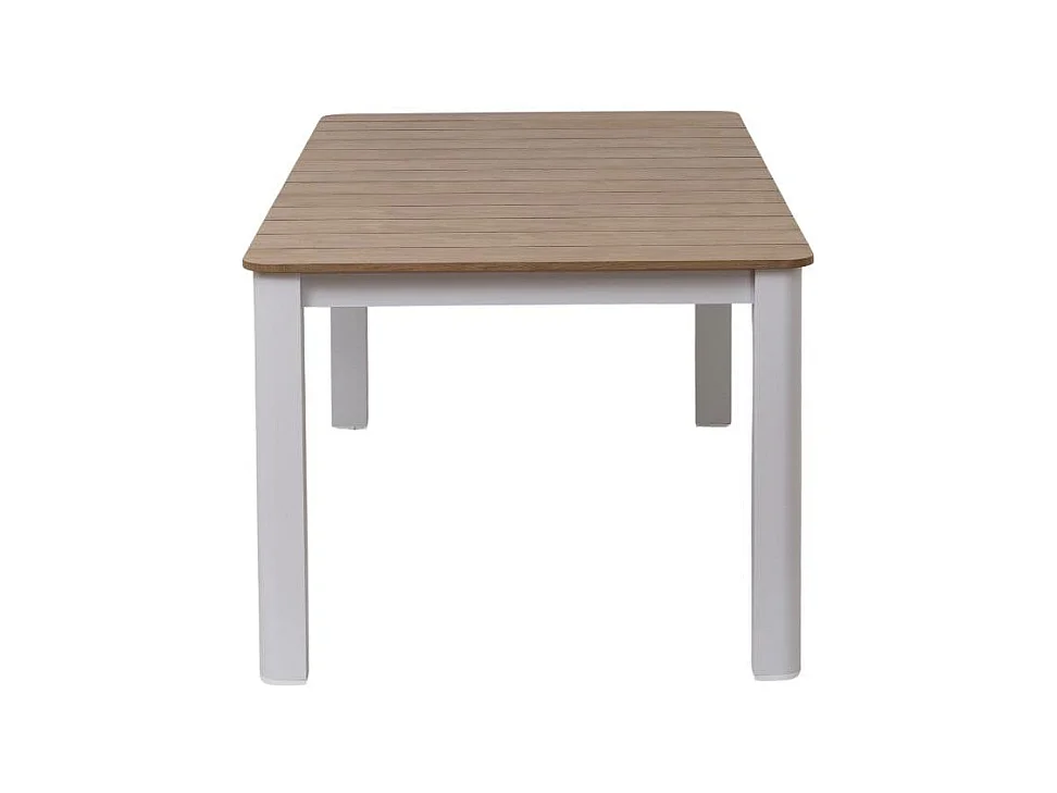 Table de jardin en aluminium blanc et effet bois Ayden