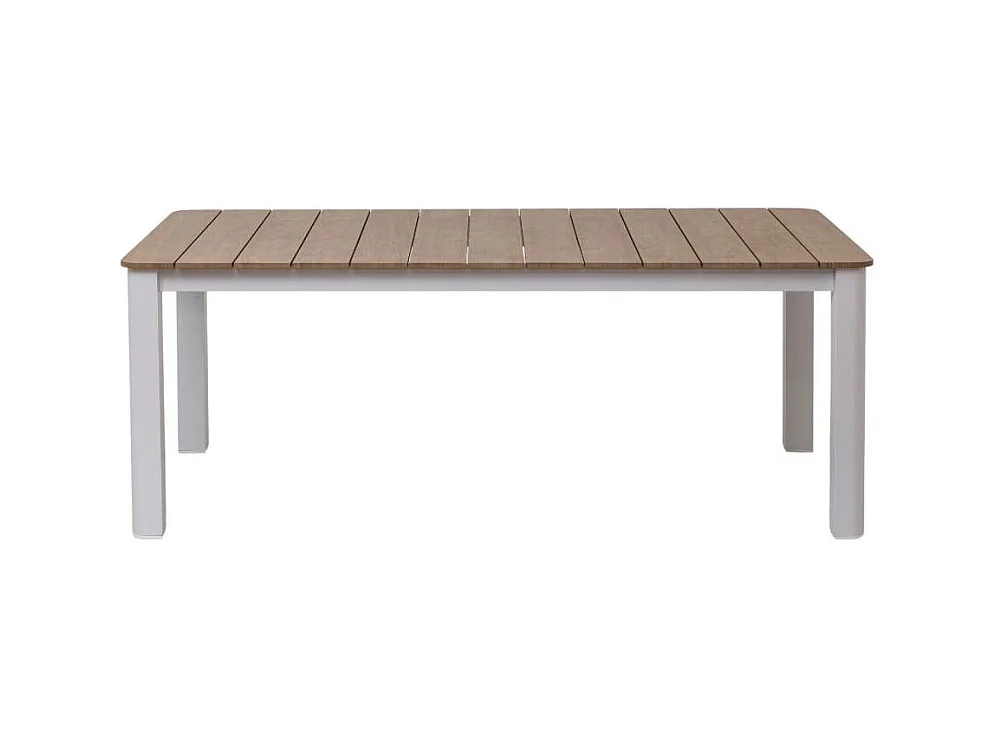 Table de jardin en aluminium blanc et effet bois Ayden