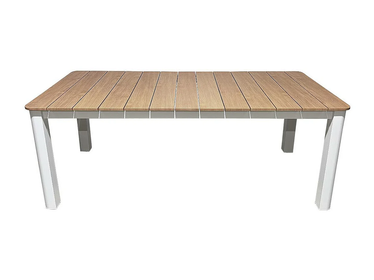 Table de jardin en aluminium blanc et effet bois Ayden