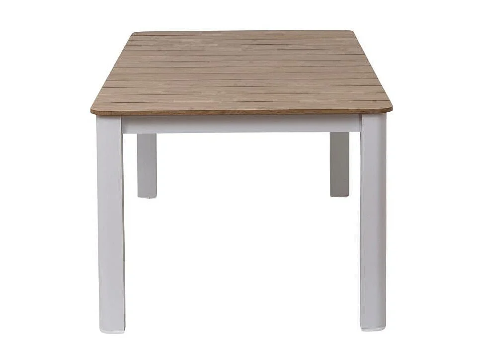 Table de jardin en aluminium blanc et effet bois Ayden