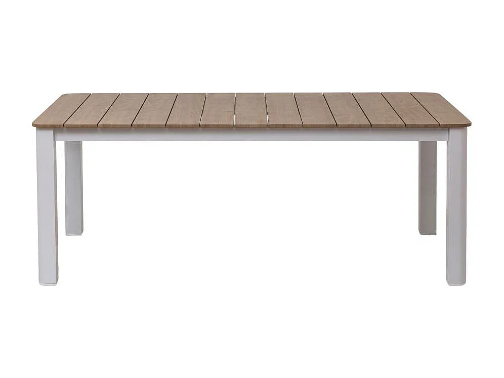 Table de jardin en aluminium blanc et effet bois Ayden