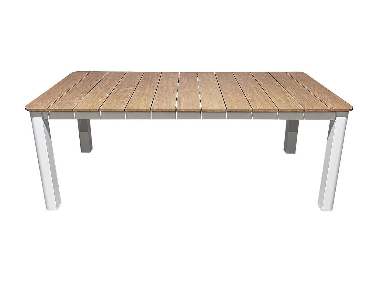 Table de jardin en aluminium blanc et effet bois Ayden