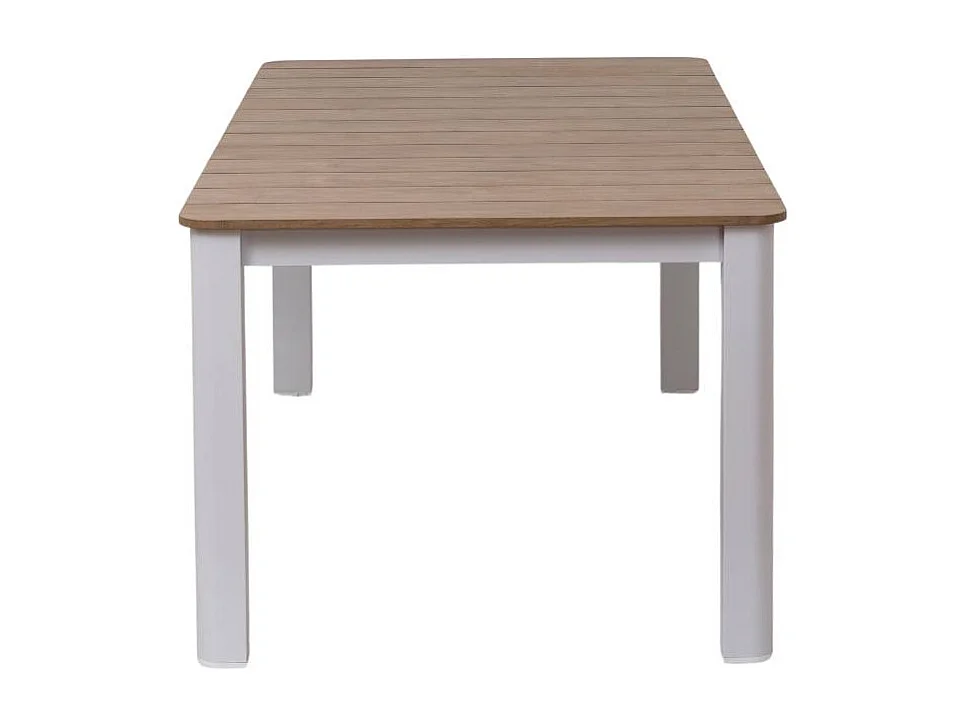 Table de jardin en aluminium blanc et effet bois Ayden