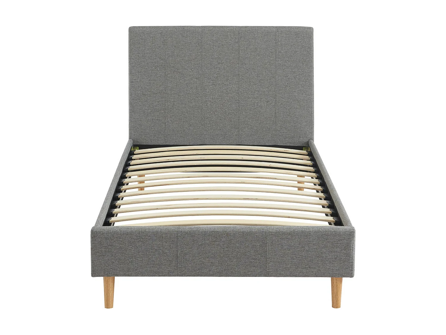 Struttura letto con rete a doghe e testiera 90cm, tessuto semplice,