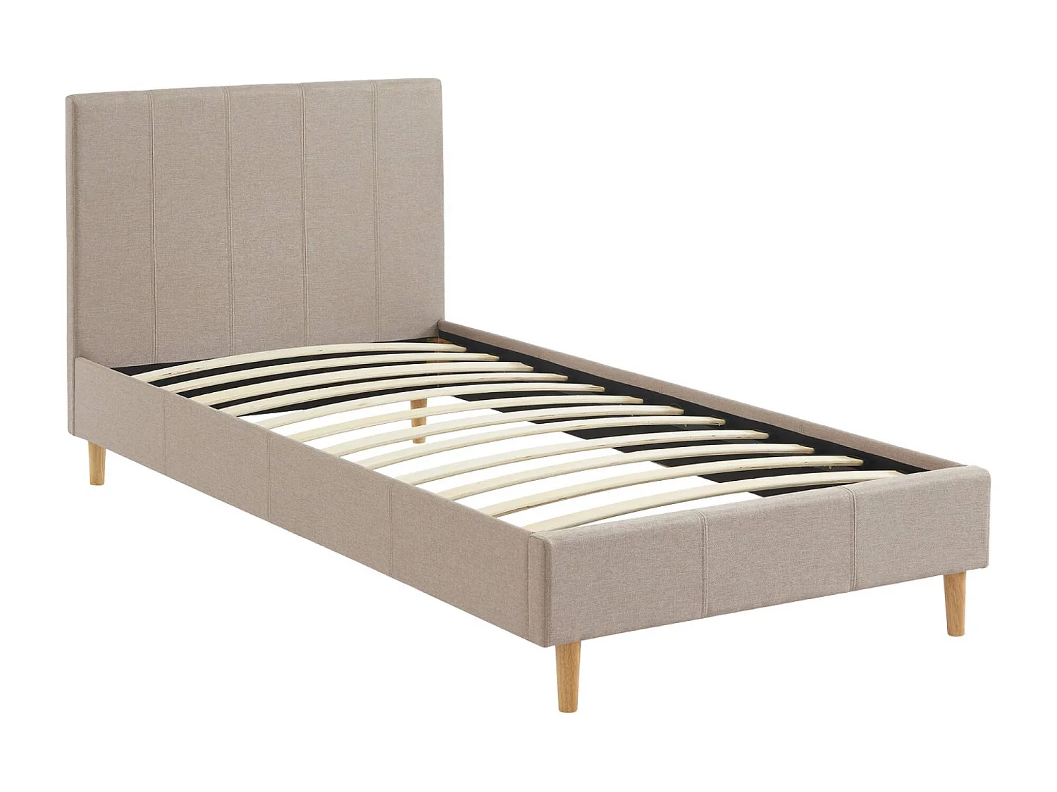 Struttura letto con rete a doghe e testiera 90cm, tessuto semplice,