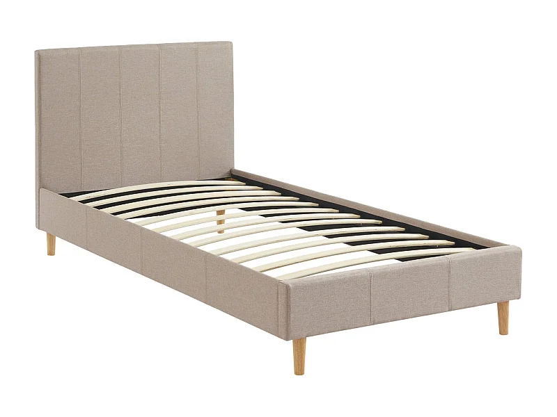 Struttura letto con rete a doghe e testiera 90cm, tessuto semplice,