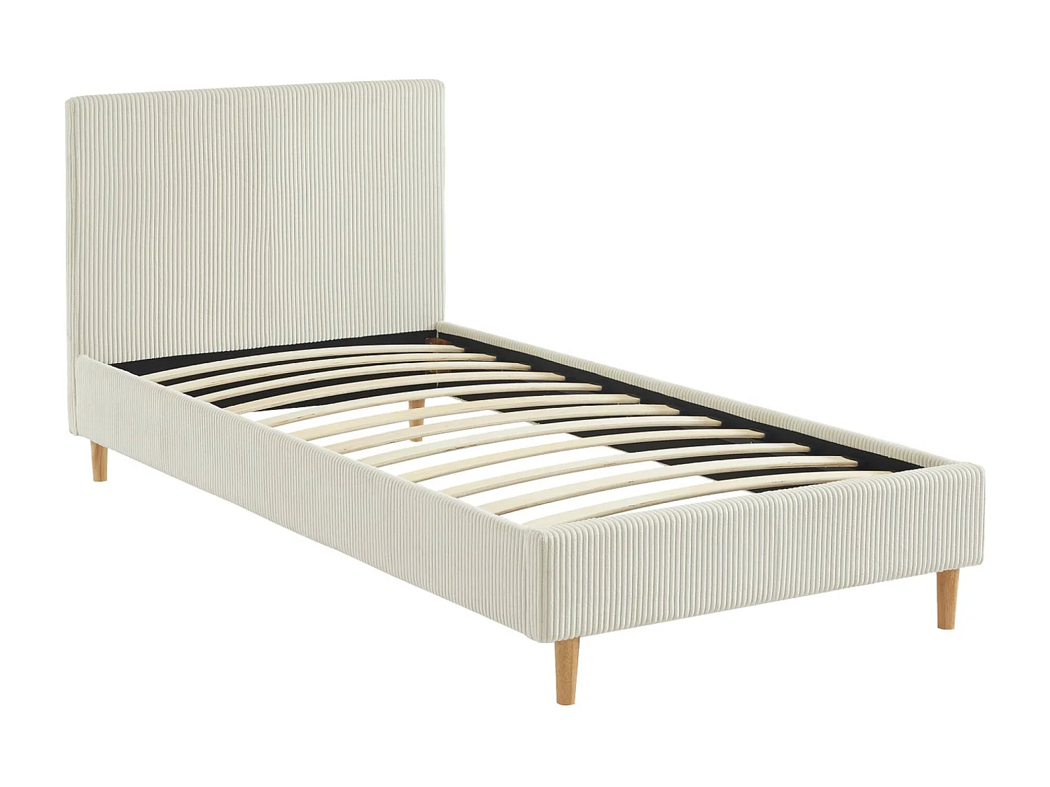 Struttura letto con rete a doghe e testiera 90x190cm, velluto a coste