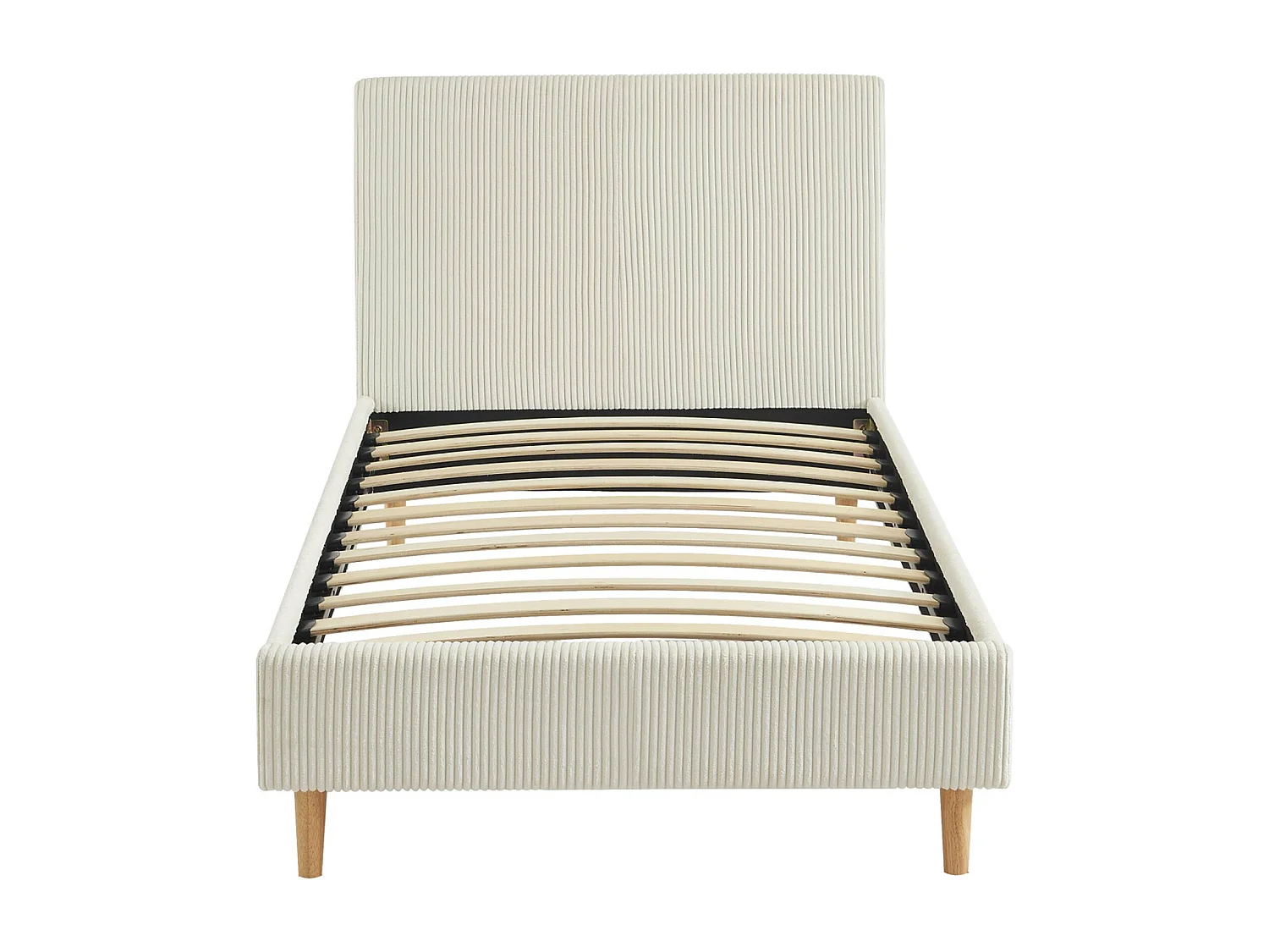 Struttura letto con rete a doghe e testiera 90x190cm, velluto a coste