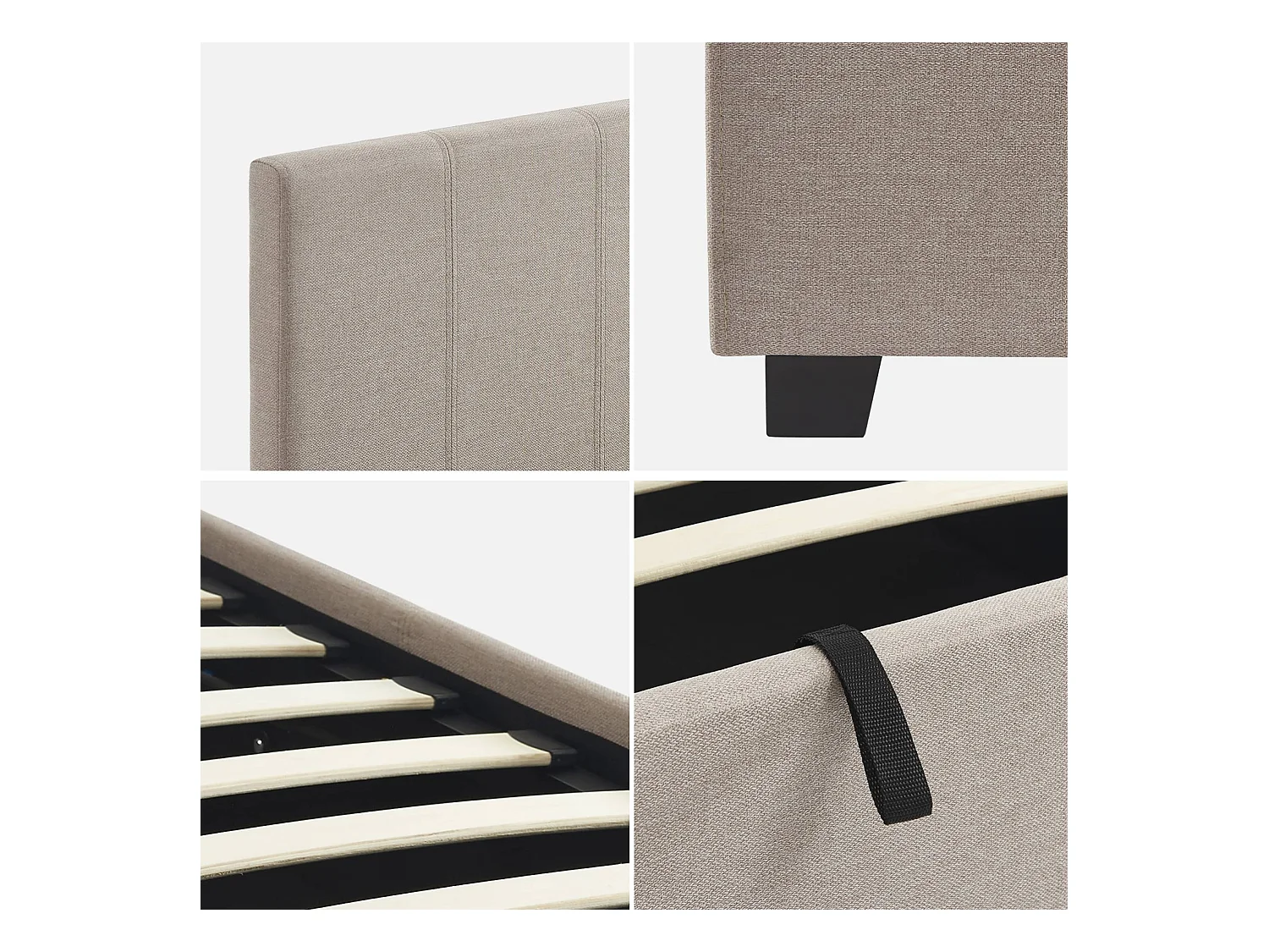 Cama con somier abatible y cabecero, 90cm beige