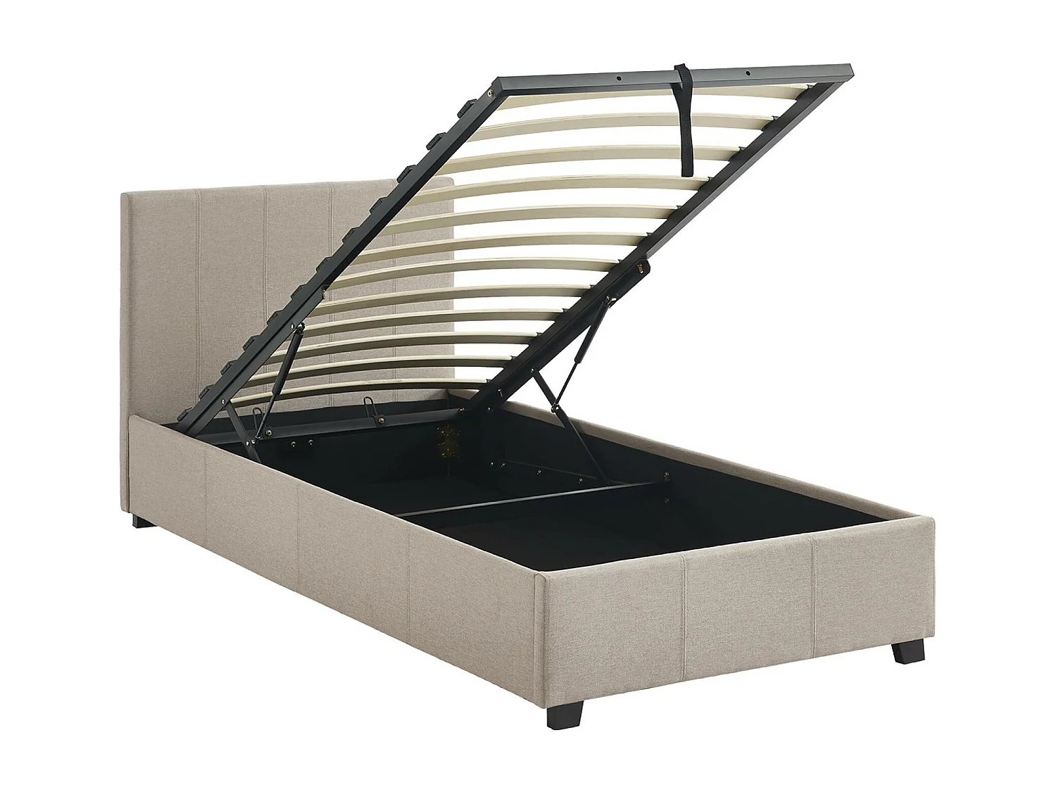 Cama con somier abatible y cabecero, 90cm beige