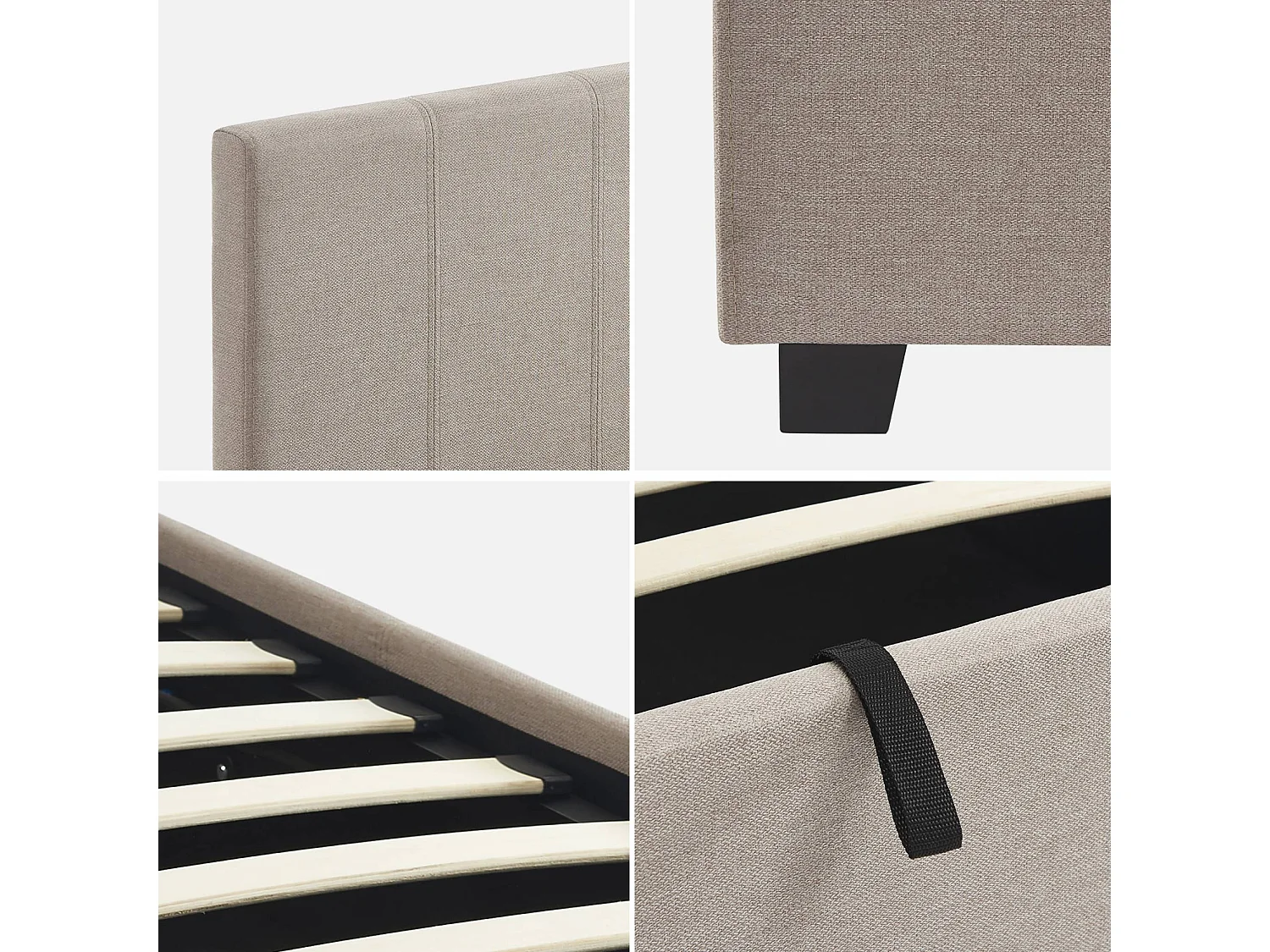 Cama con somier abatible y cabecero, 90cm beige