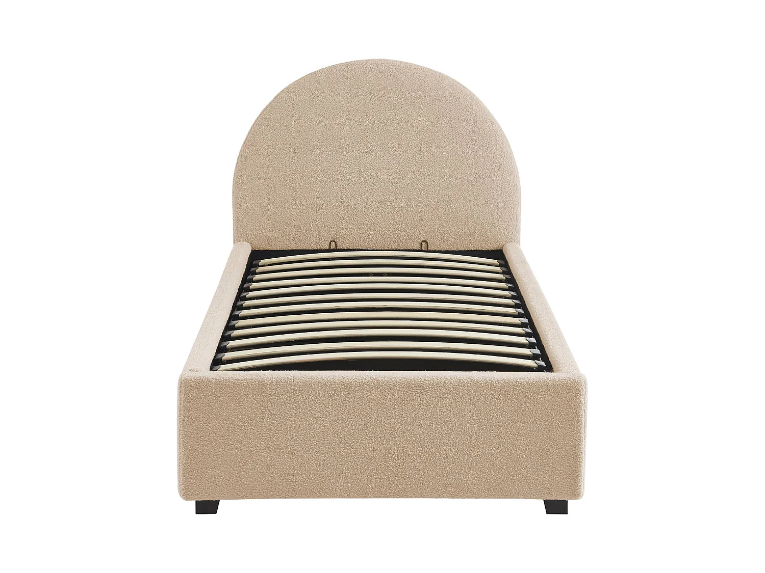 Struttura letto con contenitore e testiera 90x190cm, imbottita bouclé Nudo - 206x104x102 cm
