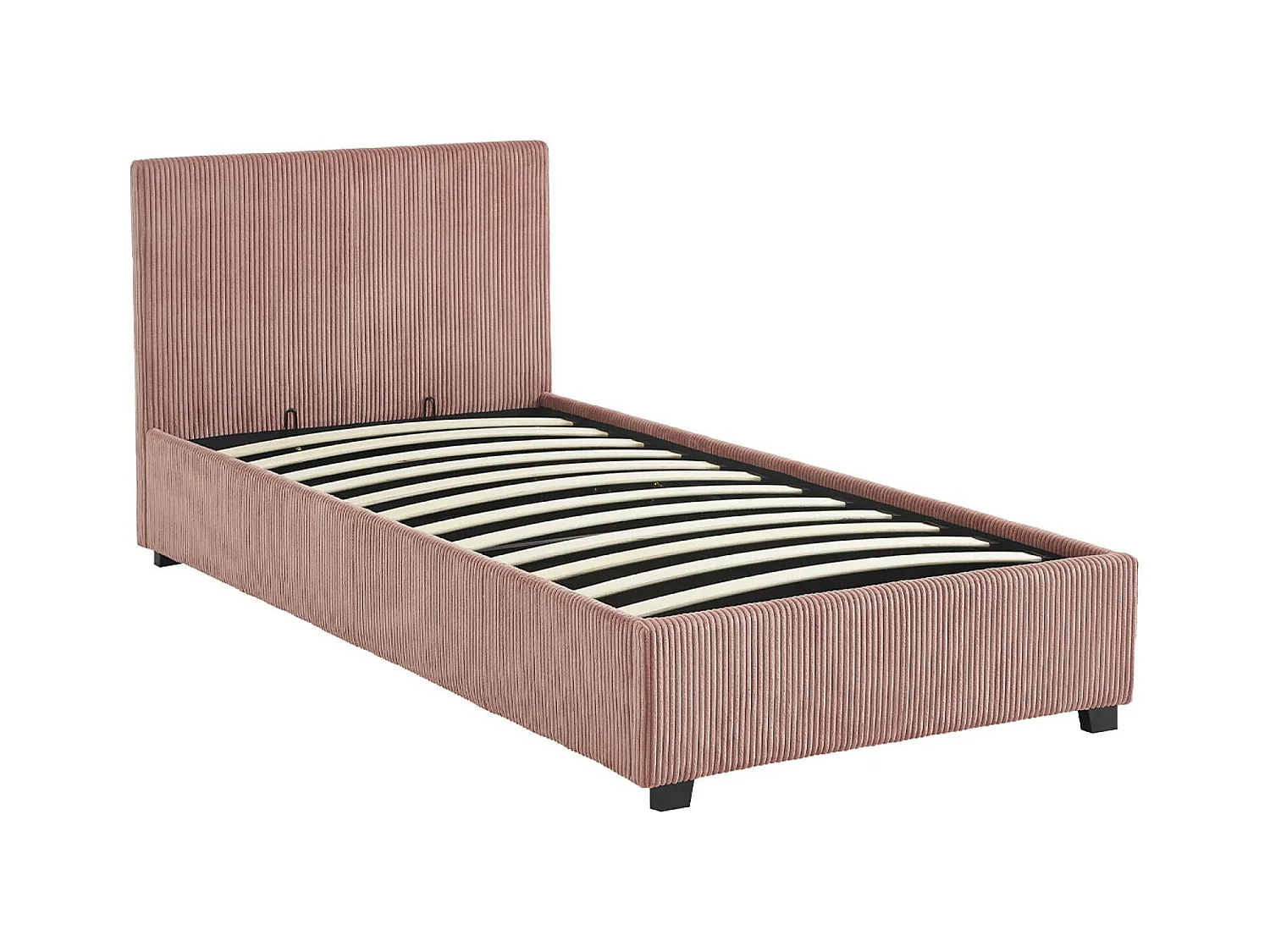 Letto con rete e testata pieghevoli 90cm, velluto a coste fini, rosa