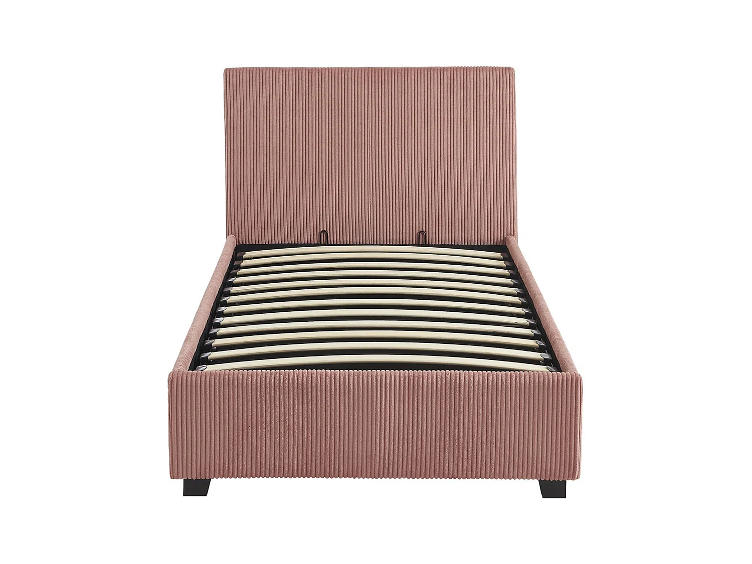 Letto con rete e testata pieghevoli 90cm, velluto a coste fini, rosa