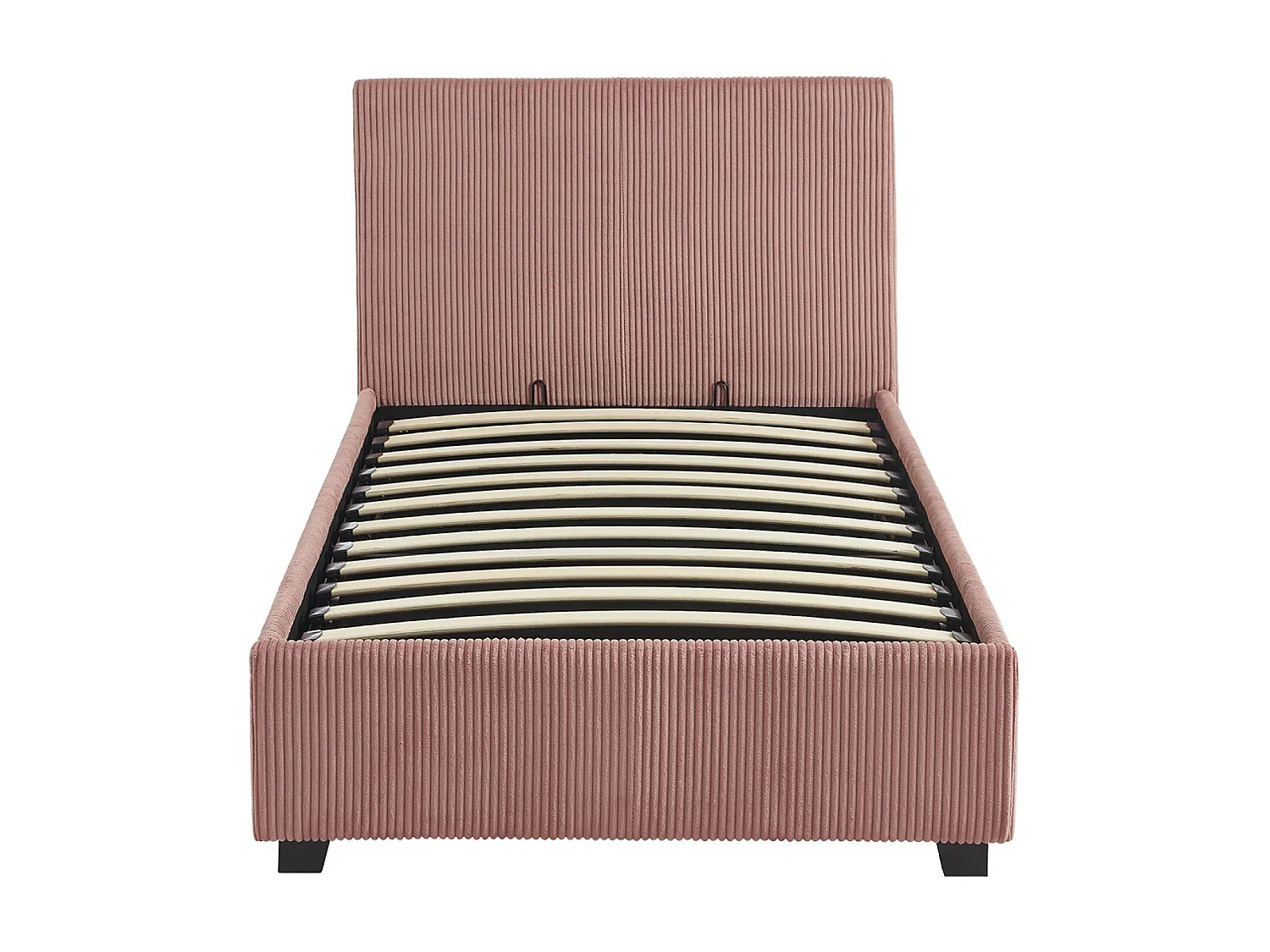 Letto con rete e testata pieghevoli 90cm, velluto a coste fini, rosa
