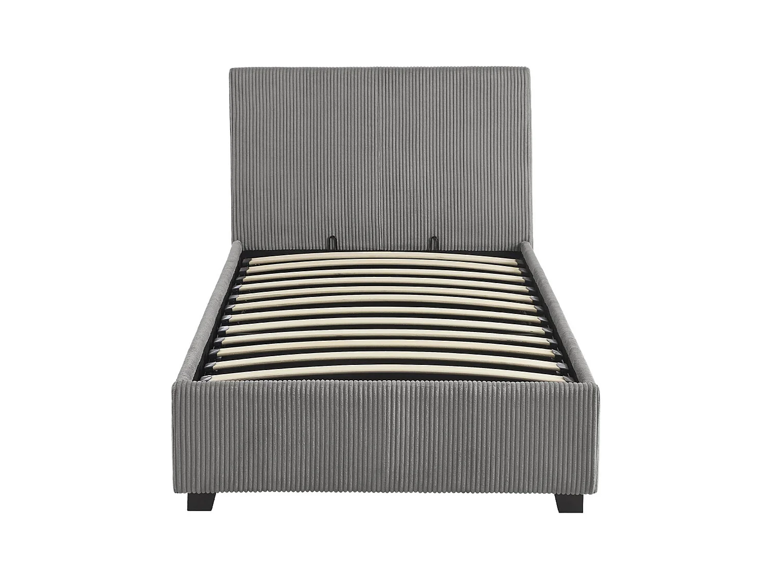 Letto con rete e testata pieghevoli 90cm, velluto a coste fini, grigio