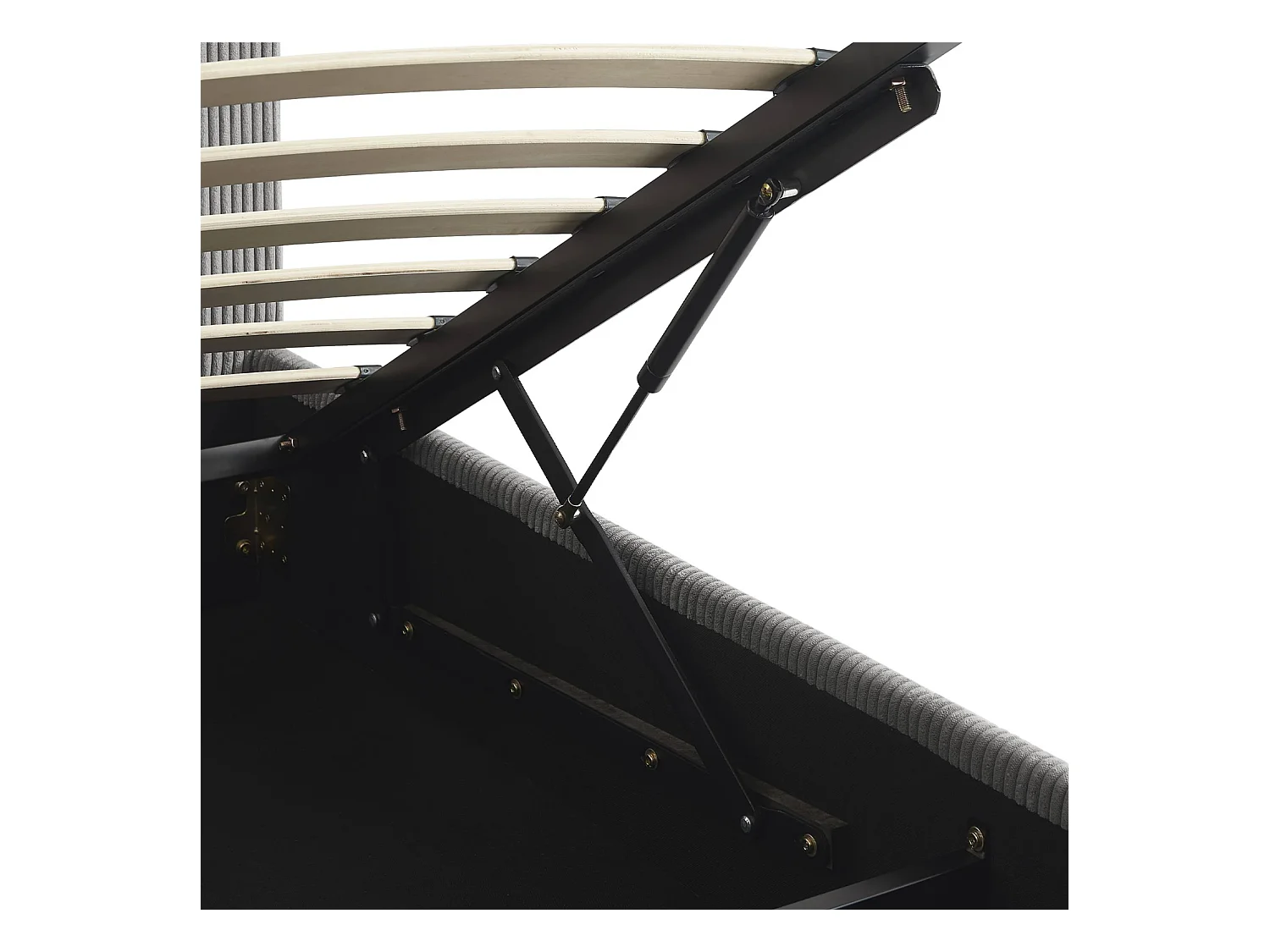 Letto con rete e testata pieghevoli 90cm, velluto a coste fini, grigio