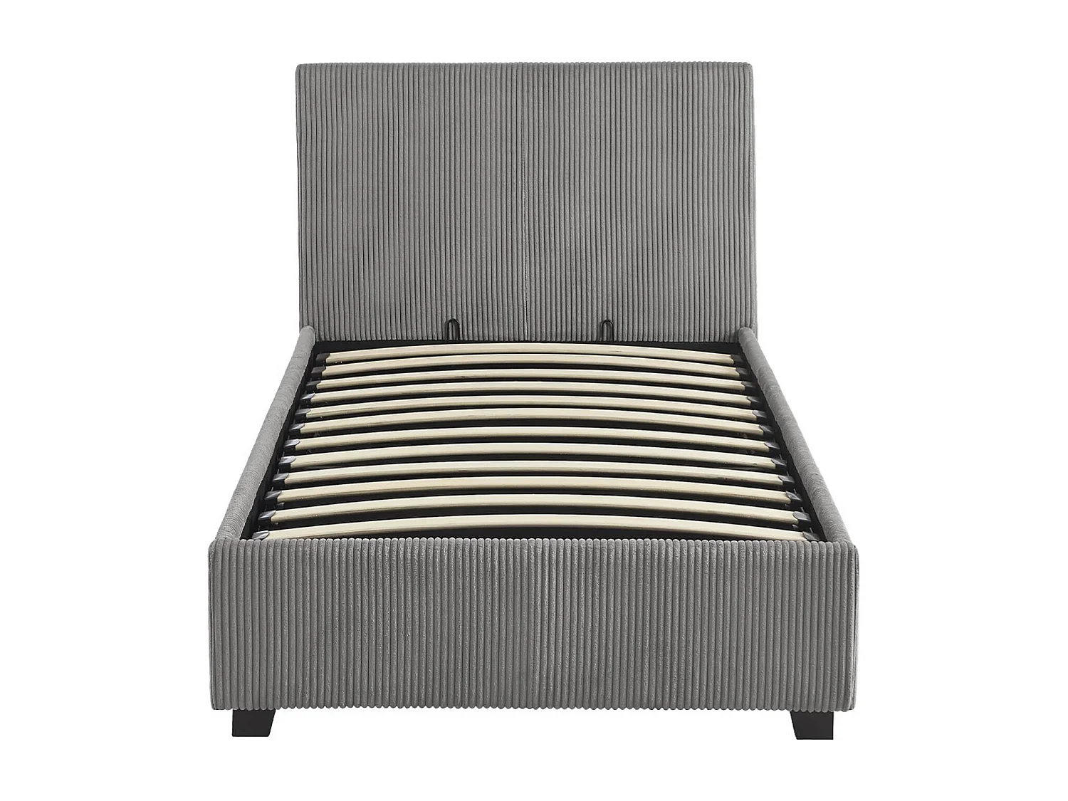 Letto con rete e testata pieghevoli 90cm, velluto a coste fini, grigio