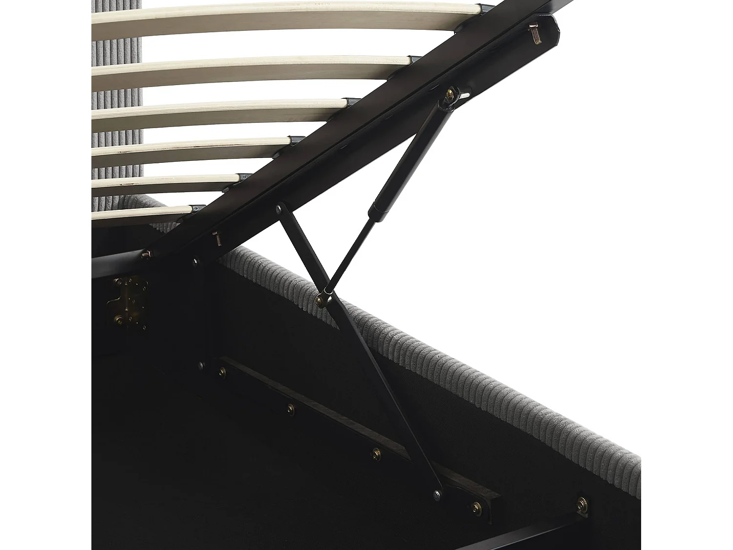 Letto con rete e testata pieghevoli 90cm, velluto a coste fini, grigio