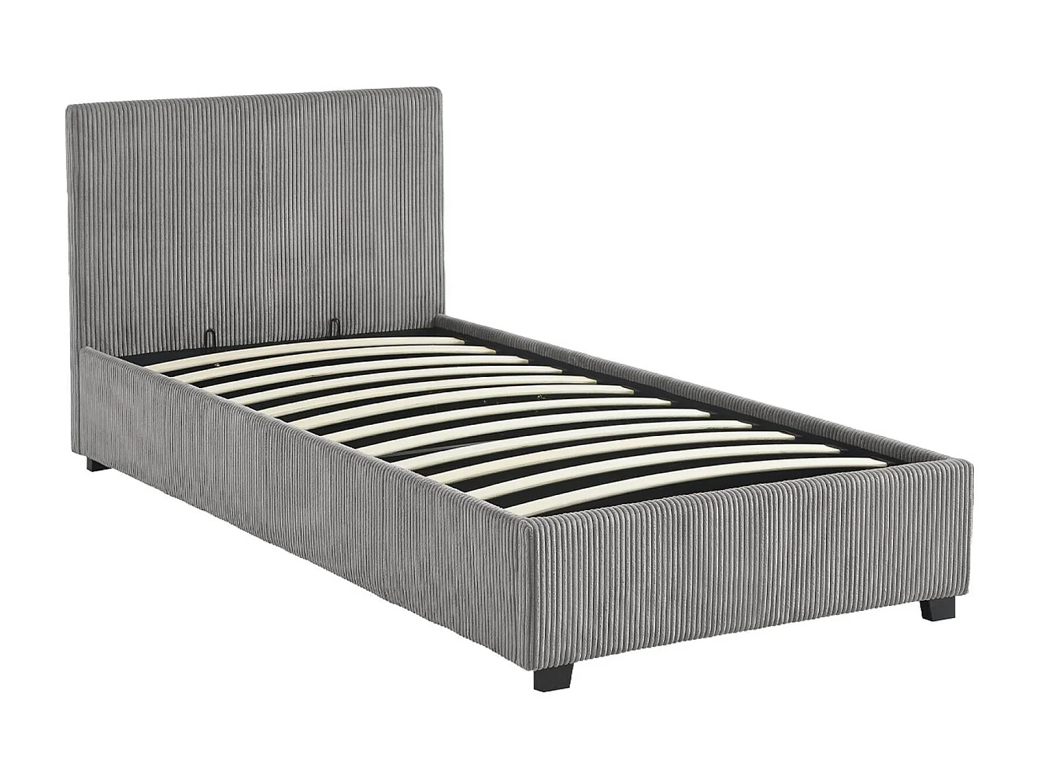 Letto con rete e testata pieghevoli 90cm, velluto a coste fini, grigio