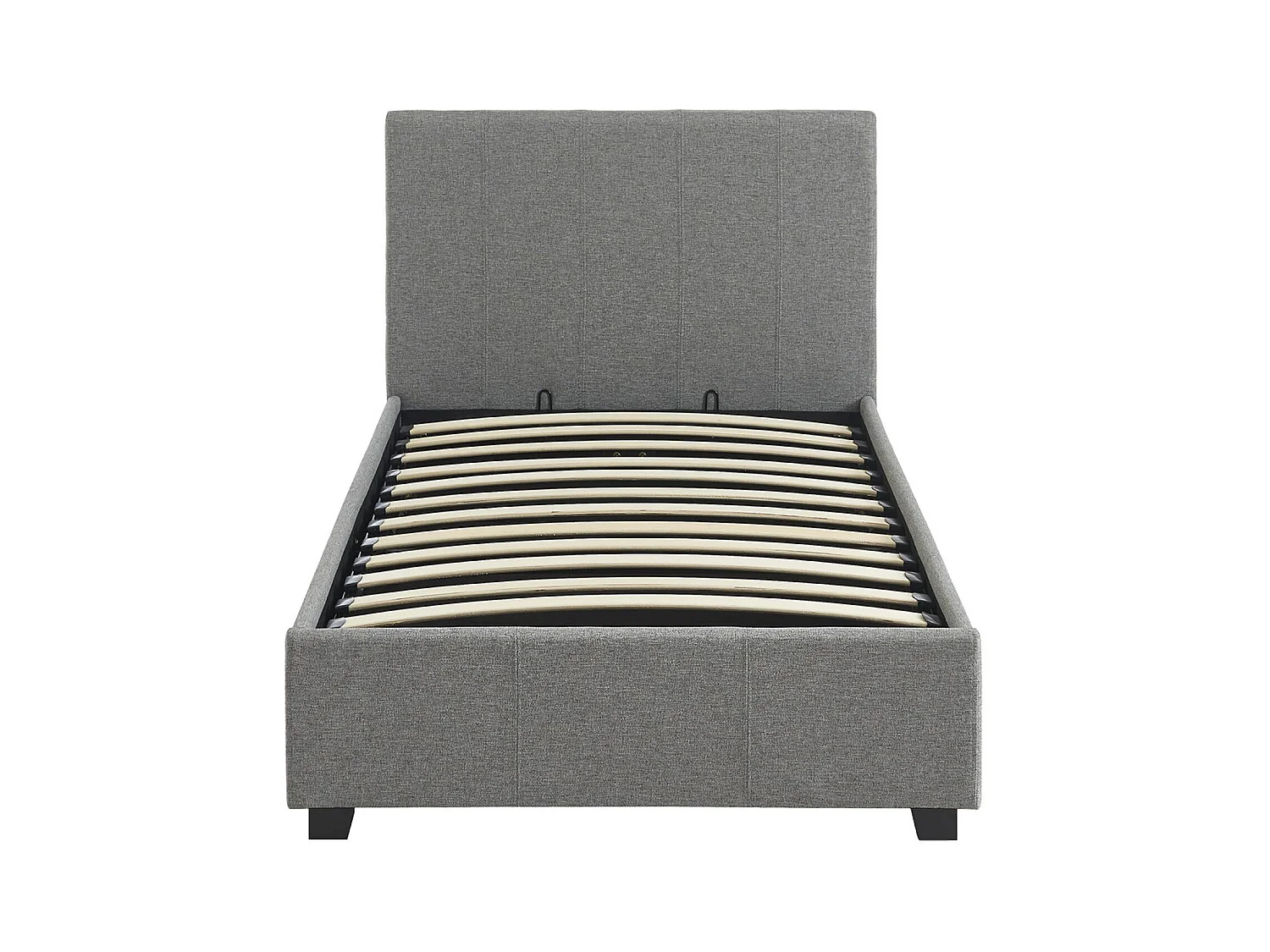Letto a cassettone con rete a doghe 90cm, velluto a coste fini, grigio