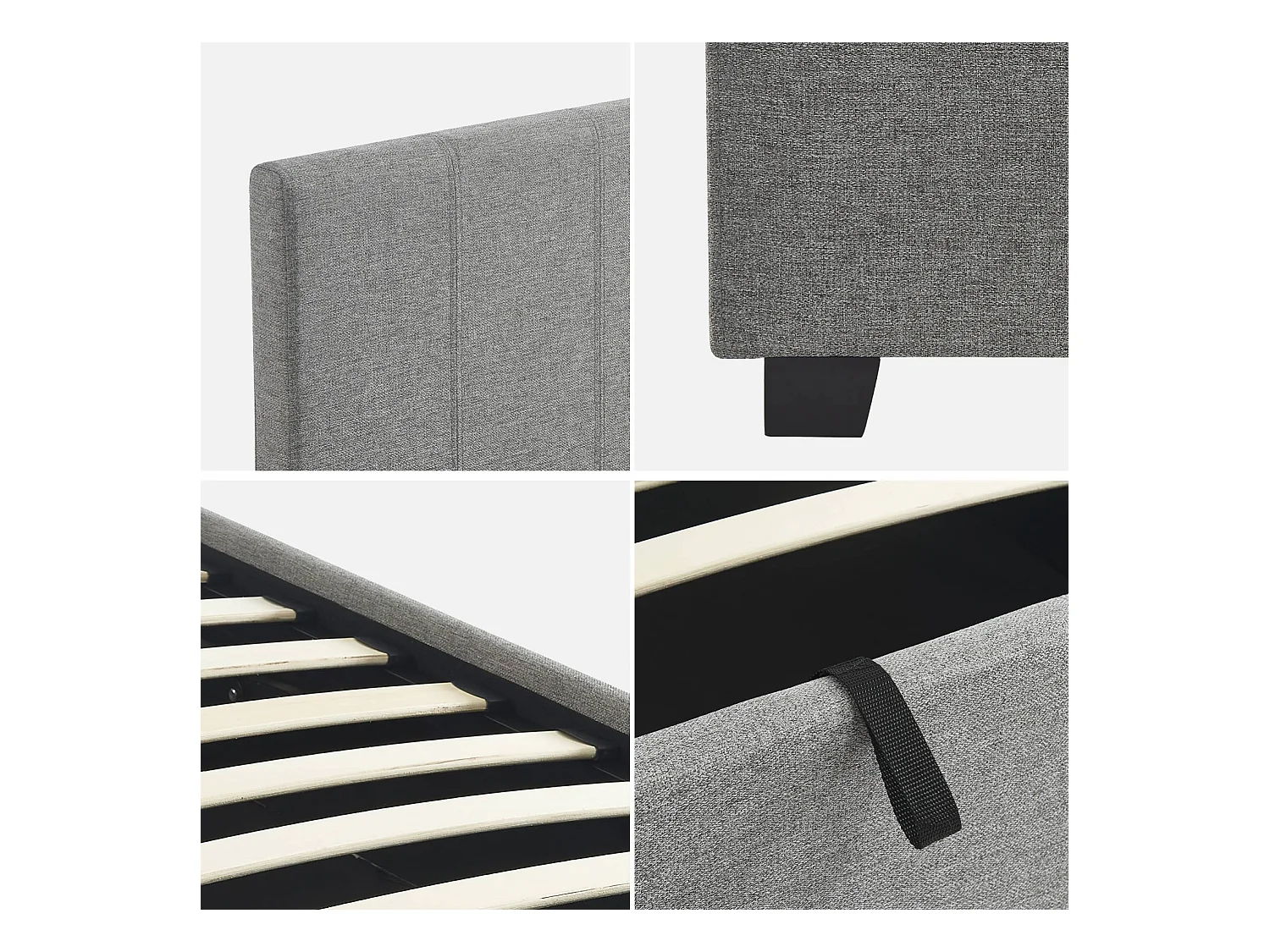 Letto a cassettone con rete a doghe 90cm, velluto a coste fini, grigio