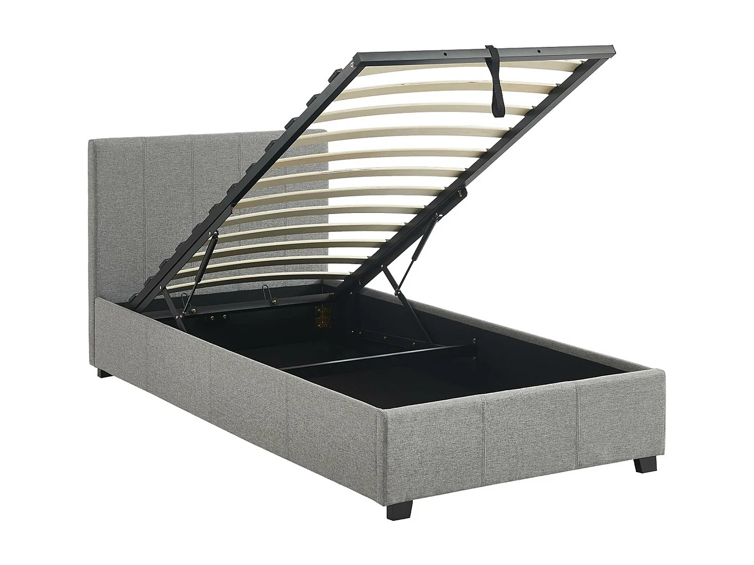 Letto a cassettone con rete a doghe 90cm, velluto a coste fini, grigio