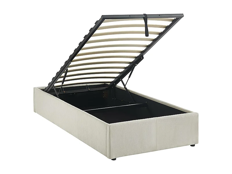 struttura letto con contenitore e rete a doghe 90cm, imbottita coste