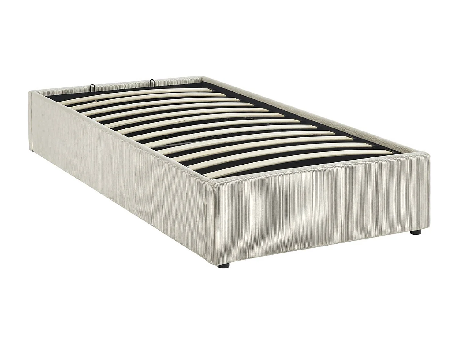 Cama con somier abatible 90x190cm, acabado en pana fina blanco