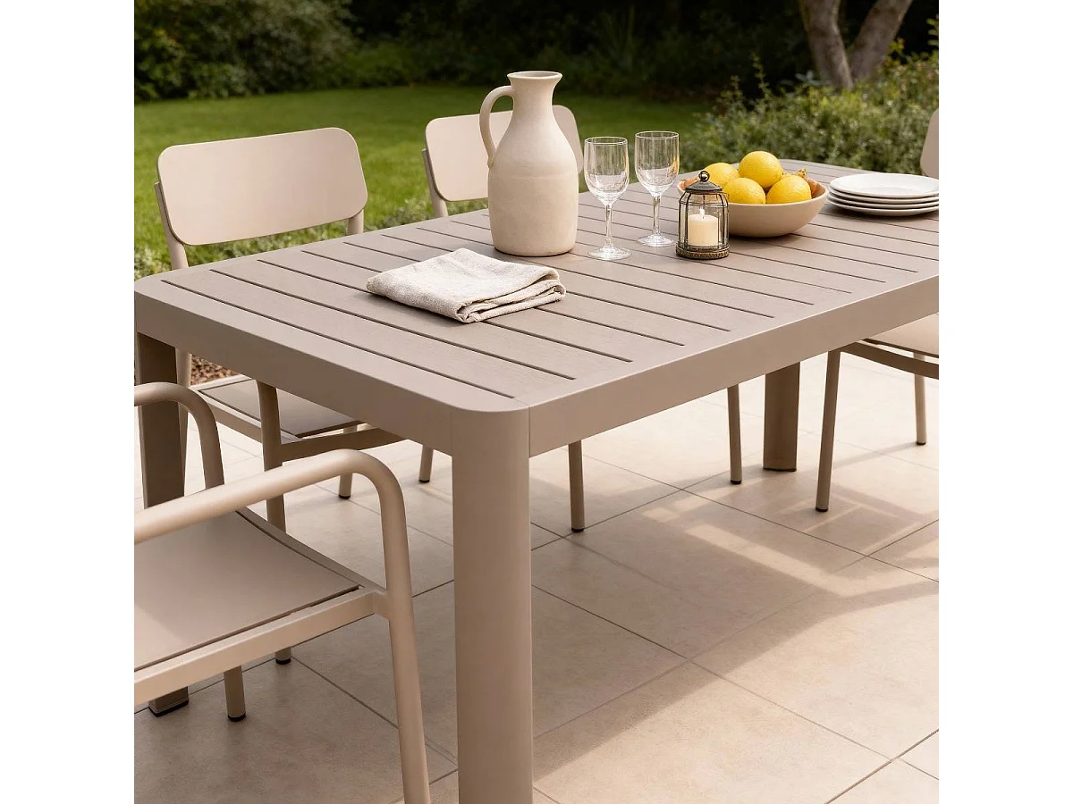 Table de jardin rectangulaire en aluminium taupe Kaïa