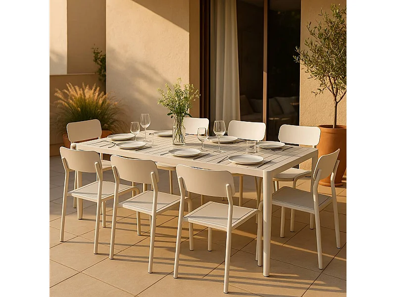 Table de jardin rectangulaire en aluminium taupe Kaïa