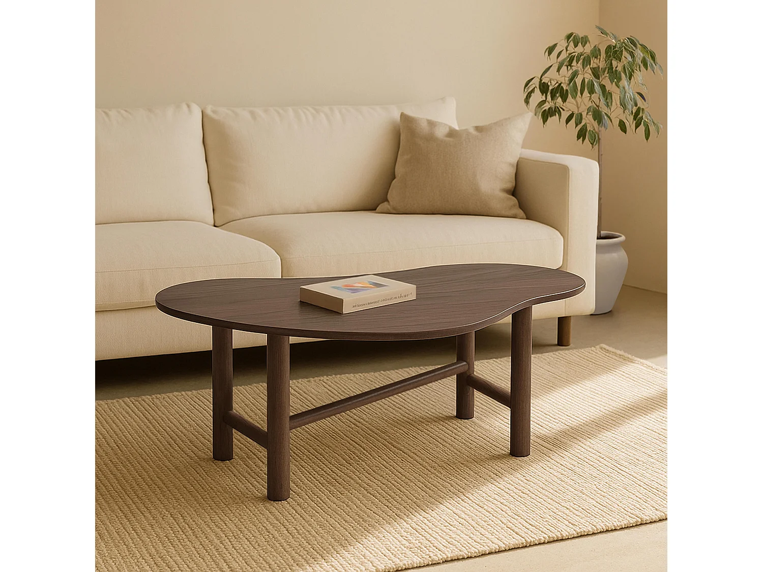 Table basse décor mélaminé marron