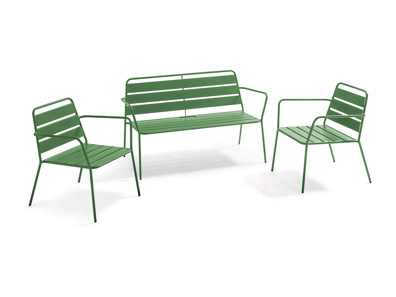 Salon de jardin 4 places en métal vert cactus - Palavas