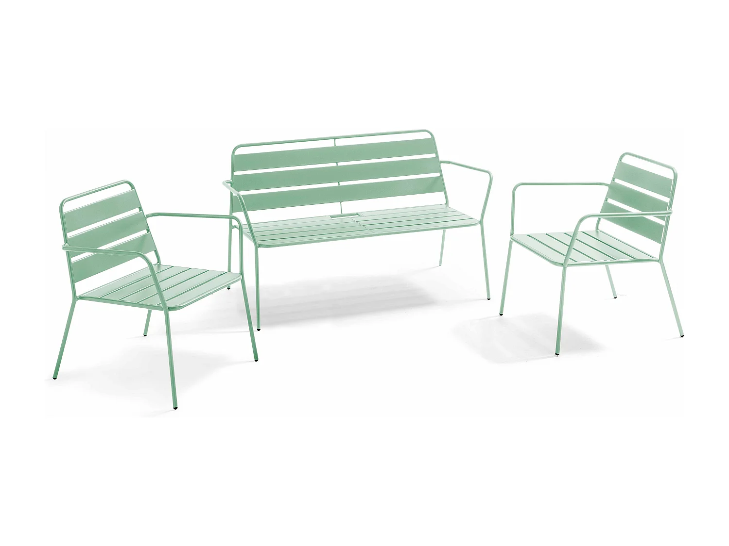 Saliegroen metalen 4 zits tuinmeubelset