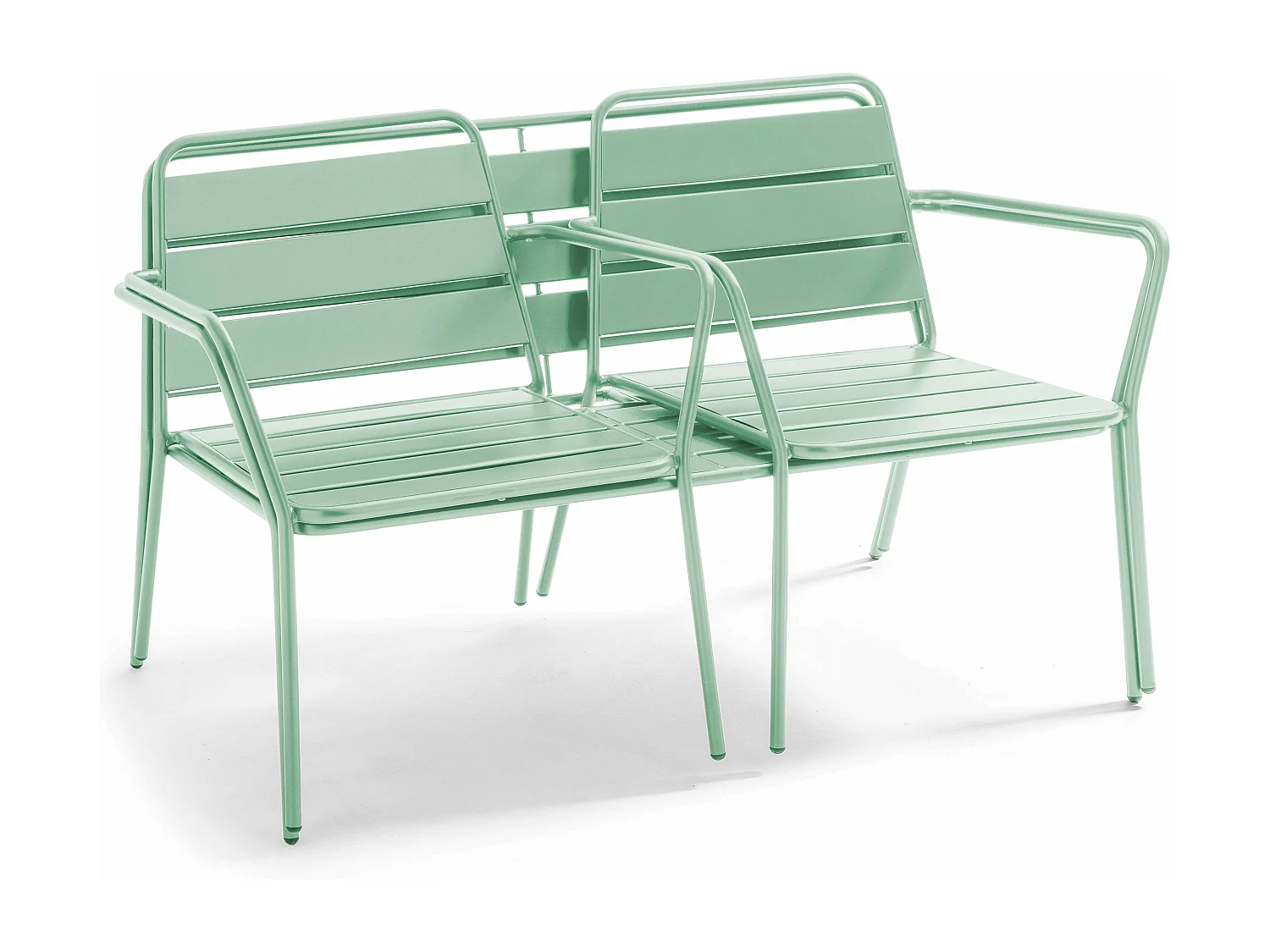 Saliegroen metalen 4 zits tuinmeubelset