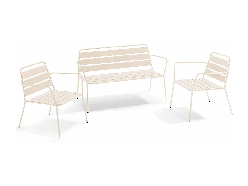 Salon de jardin 4 places en métal ivoire - Palavas