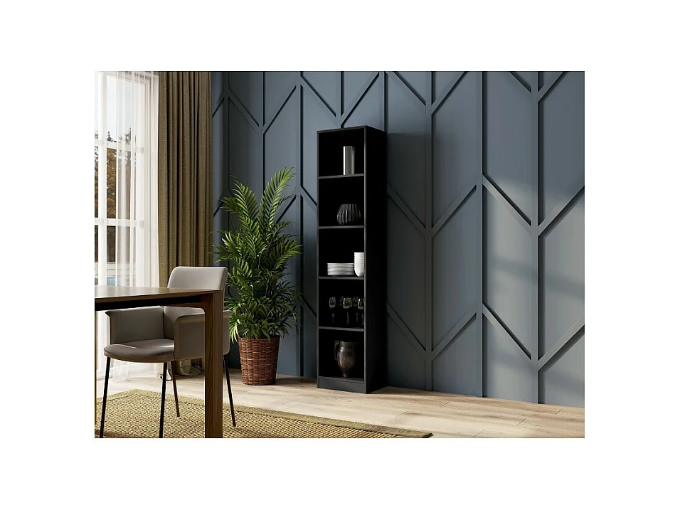 Regał Onyx R40 | Czarny| 40x30x182 cm | Regał na książki, segregatory