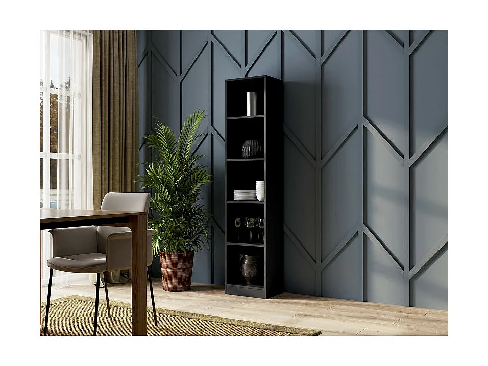 Regał Onyx R40 | Czarny| 40x30x182 cm | Regał na książki, segregatory