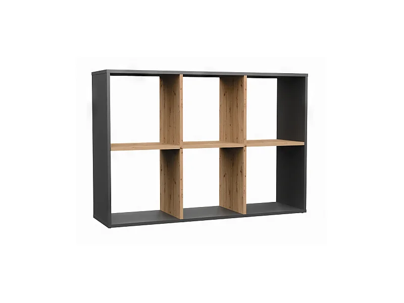 Regał Malax 2X3 | Antracyt/ Dąb Artisan | 110x30x75 cm | Regał do przechowywania