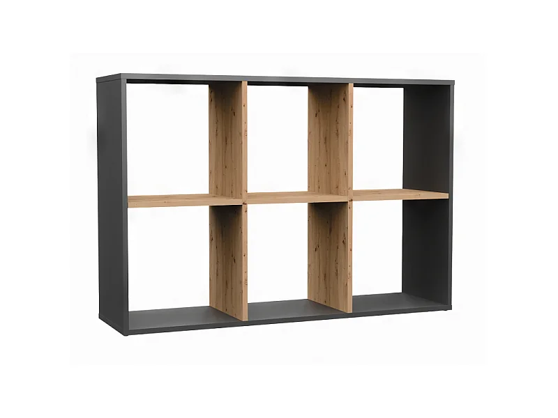 Regał Malax 2X3 | Antracyt/ Dąb Artisan | 110x30x75 cm | Regał do przechowywania