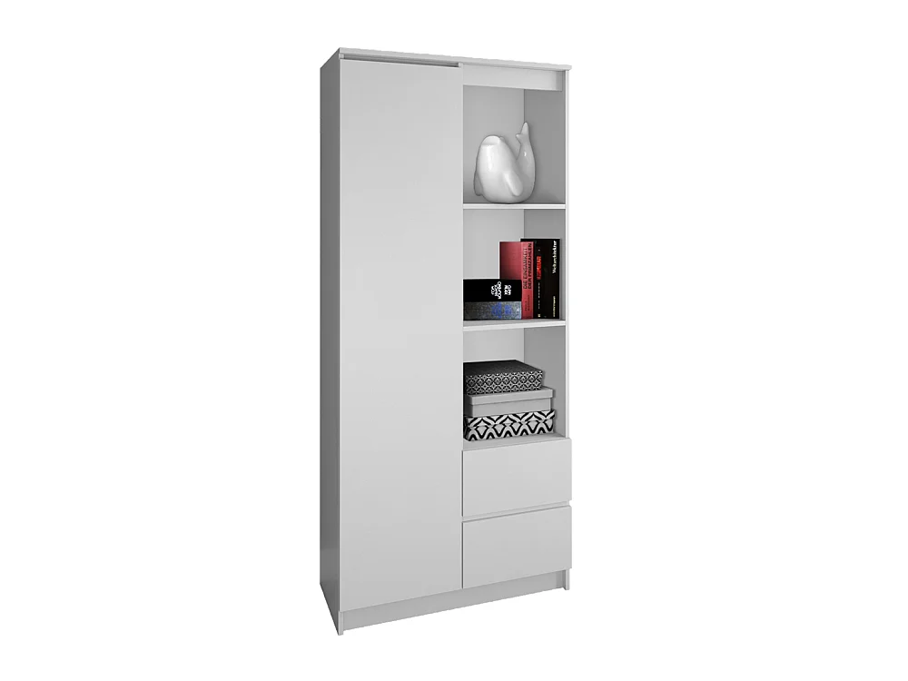 Regał Bily RS-80 | Biały | 80x35x180 cm | 7 Półek 2 Szuflady