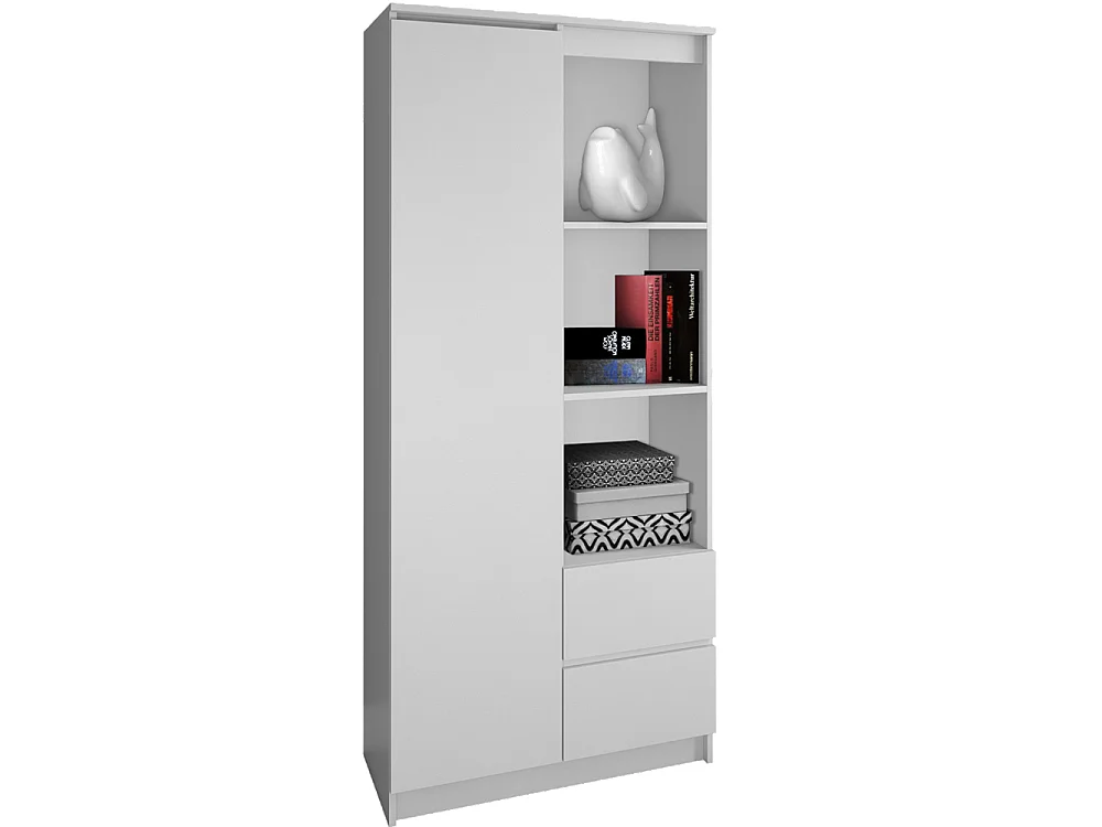 Regał Bily RS-80 | Biały | 80x35x180 cm | 7 Półek 2 Szuflady