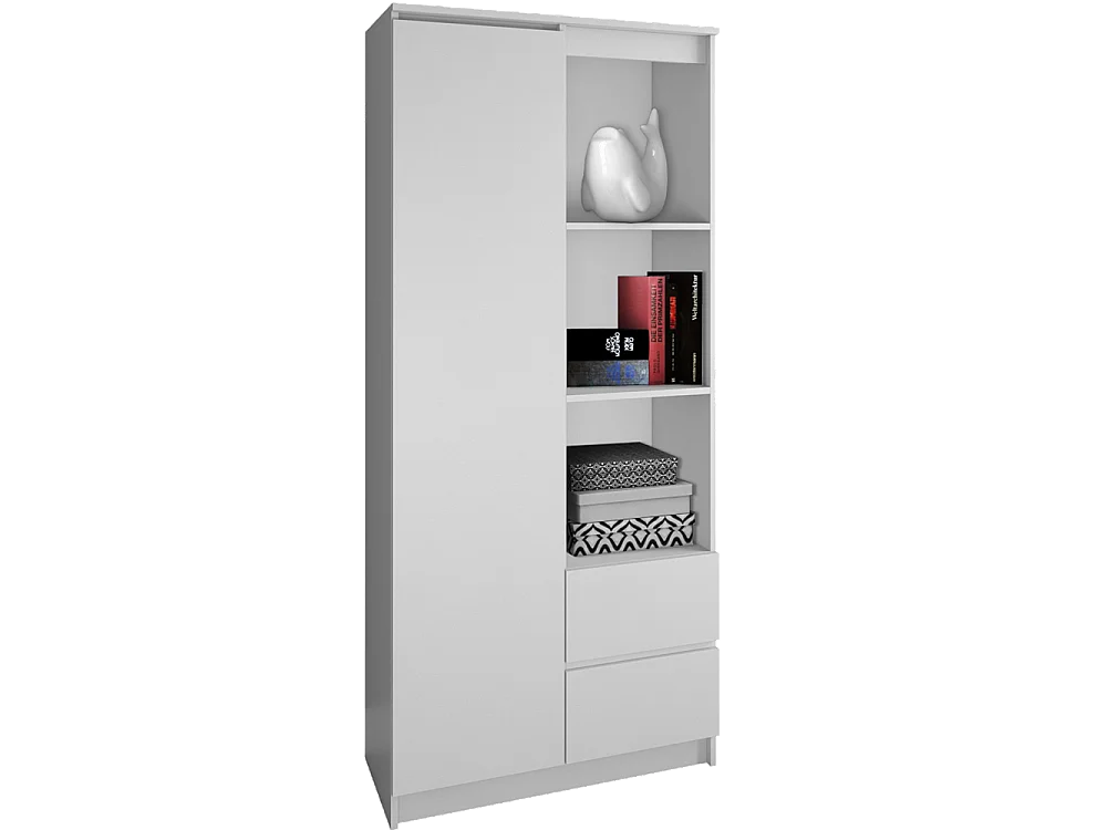 Regał Bily RS-80 | Biały | 80x35x180 cm | 7 Półek 2 Szuflady