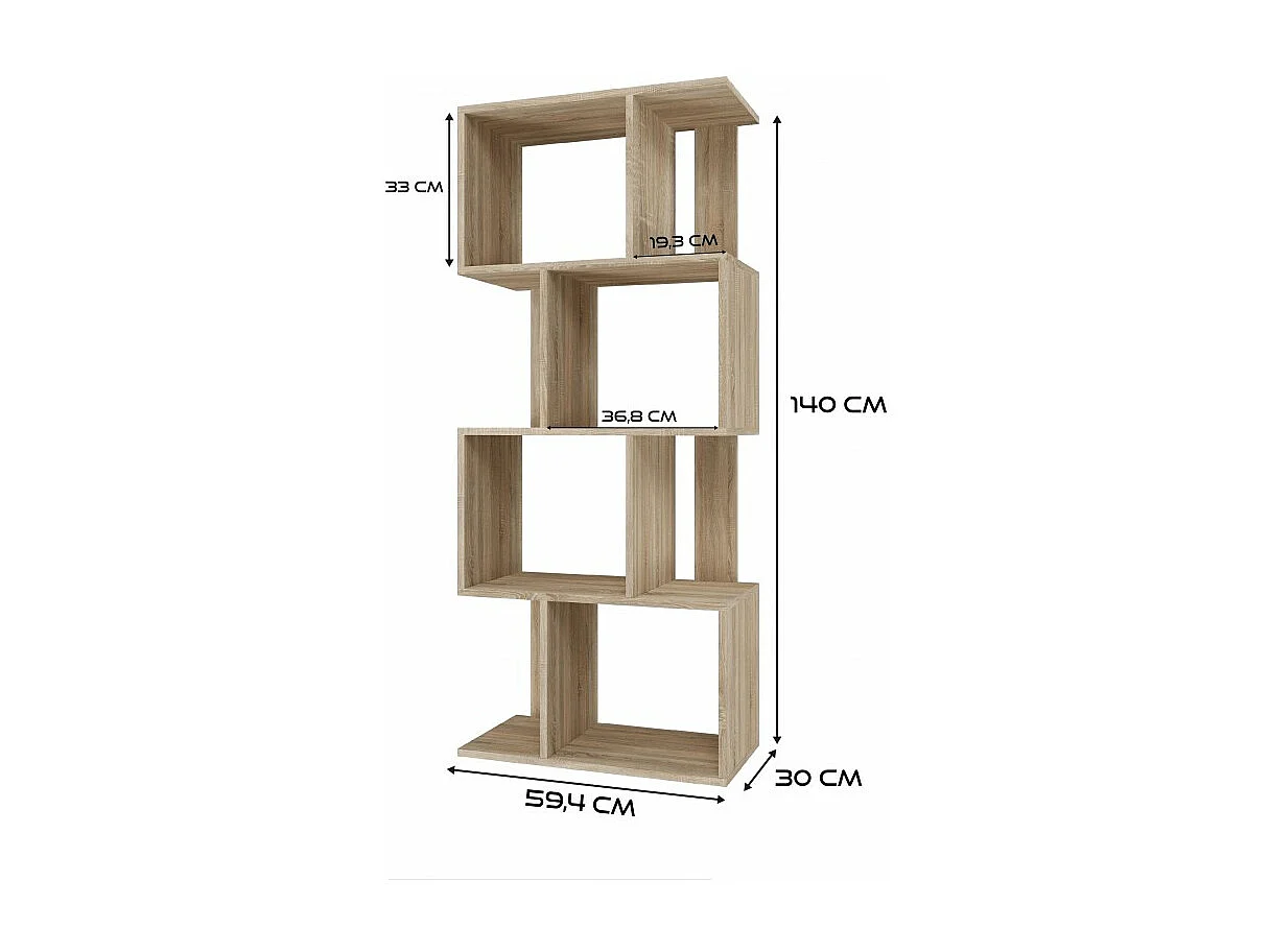 Regał Fiesta 4P | Sonoma| 60x30x140 cm | Regał otwarty modułowy