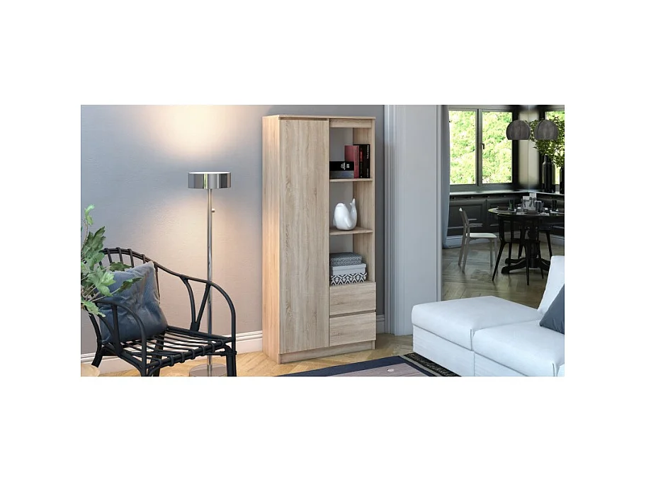 Regał Bily RS-80 | Dąb Sonama |  80x35x180 cm | 7 Półek 2 Szuflady