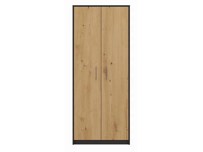 Regał Oliv 2D |  Antracyt/Dąb Artisan |  74x35x180 cm | Regał Zamykany, 2 Drzwi, 8 Półek