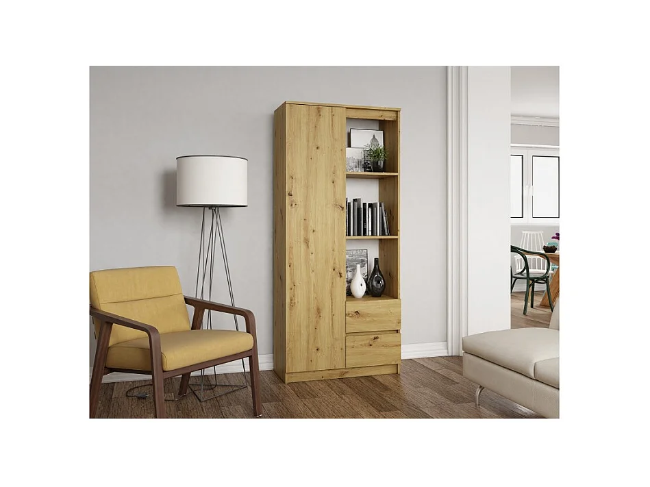 Regał Bily RS-80 | Artisan | 80x35x180 cm | 7 Półek 2 Szuflady