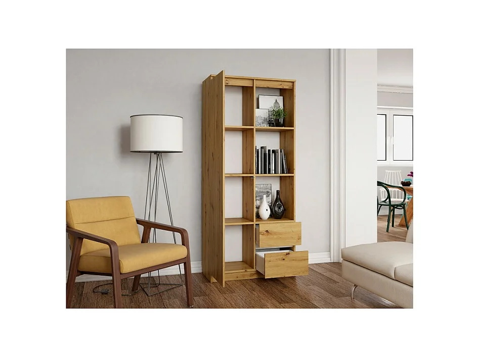 Regał Bily RS-80 | Artisan | 80x35x180 cm | 7 Półek 2 Szuflady